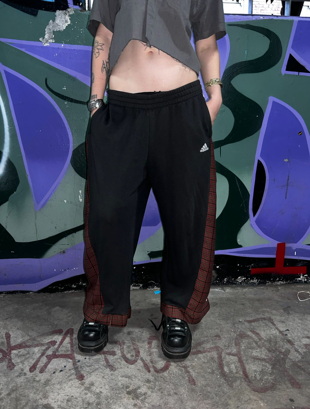 One off Red and Black Upcycled Trackies