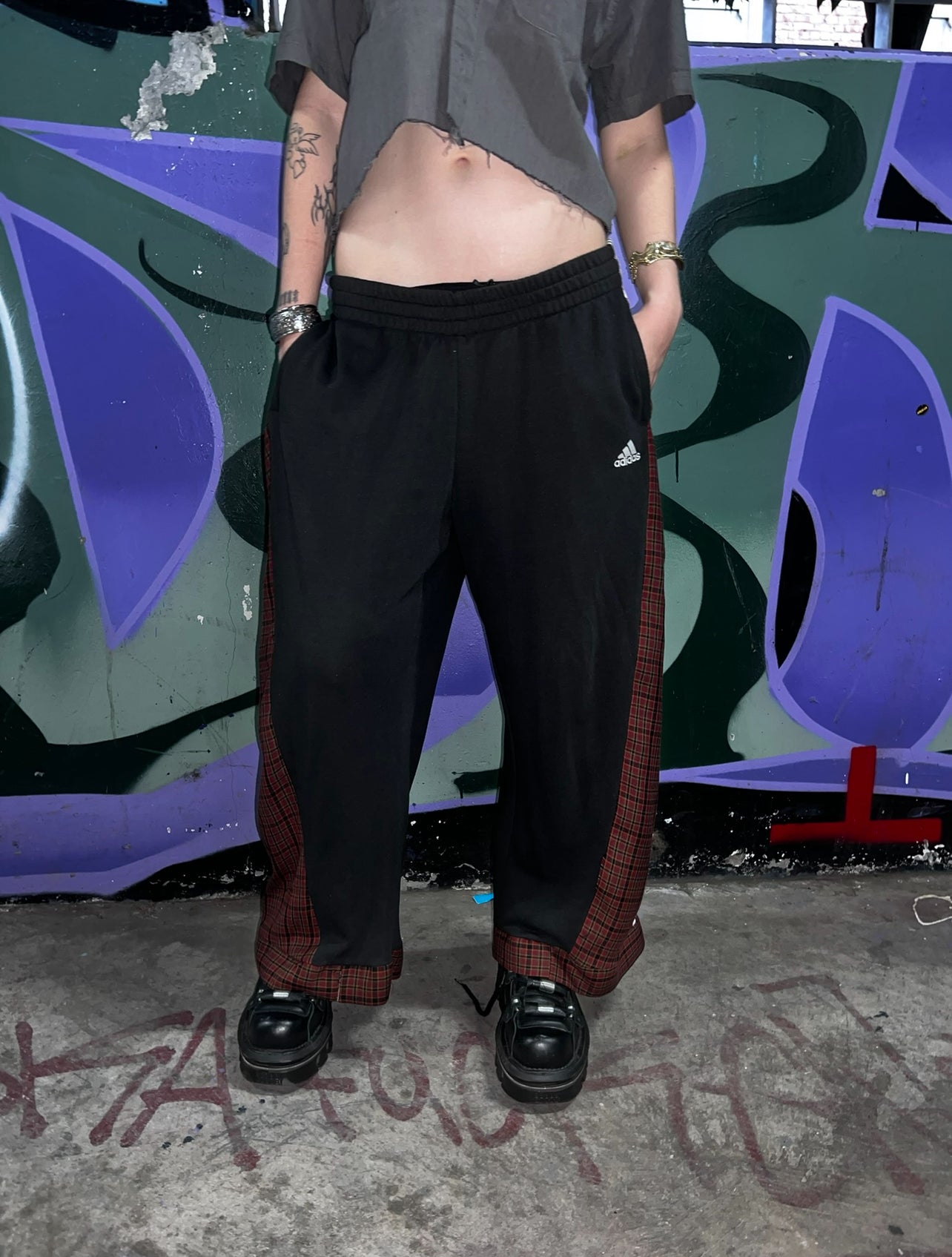 One off Red and Black Upcycled Trackies
